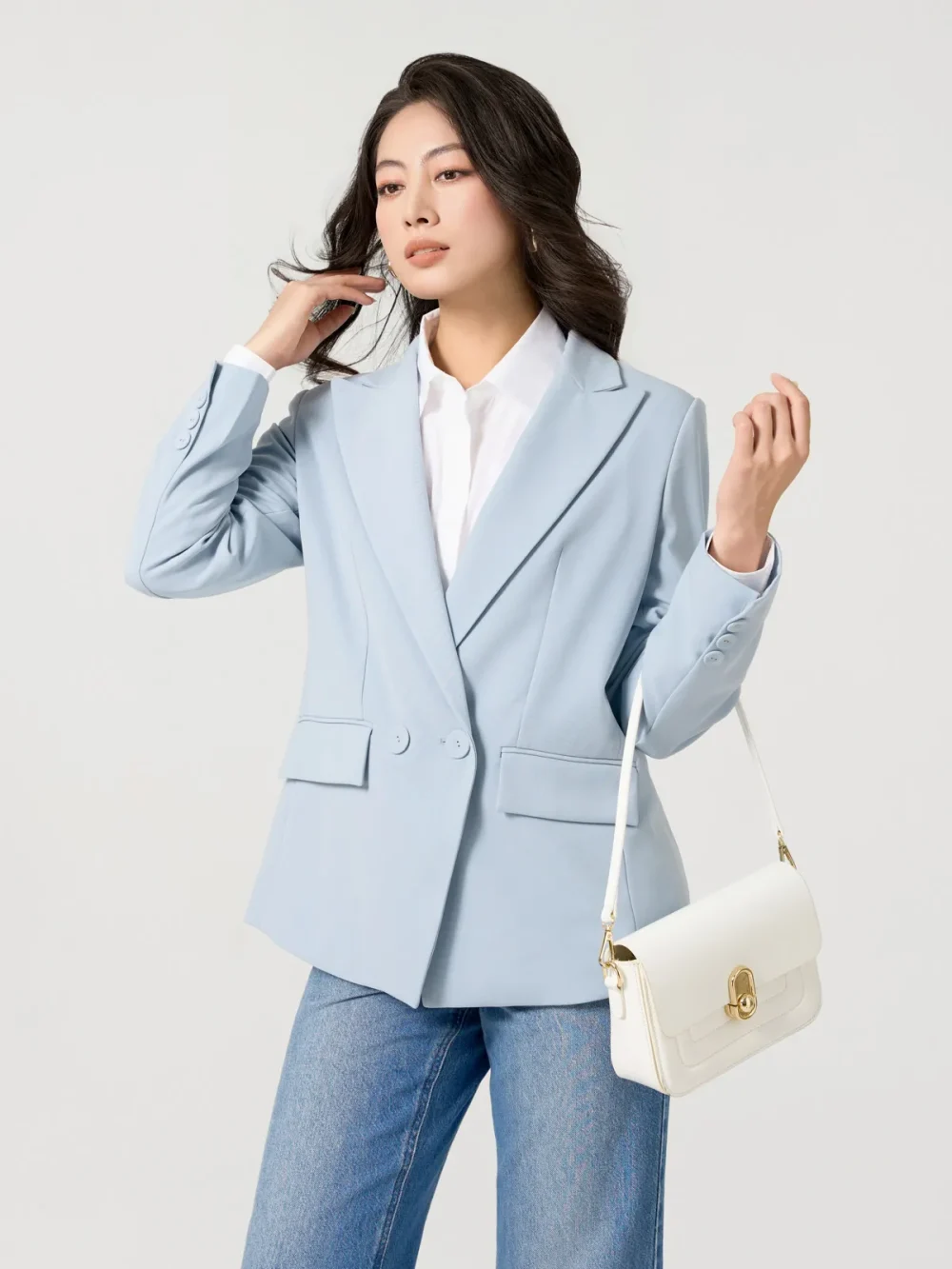 Vest Nữ Dáng Blazer Nắp Túi Xẻ Sau - Hình ảnh 4